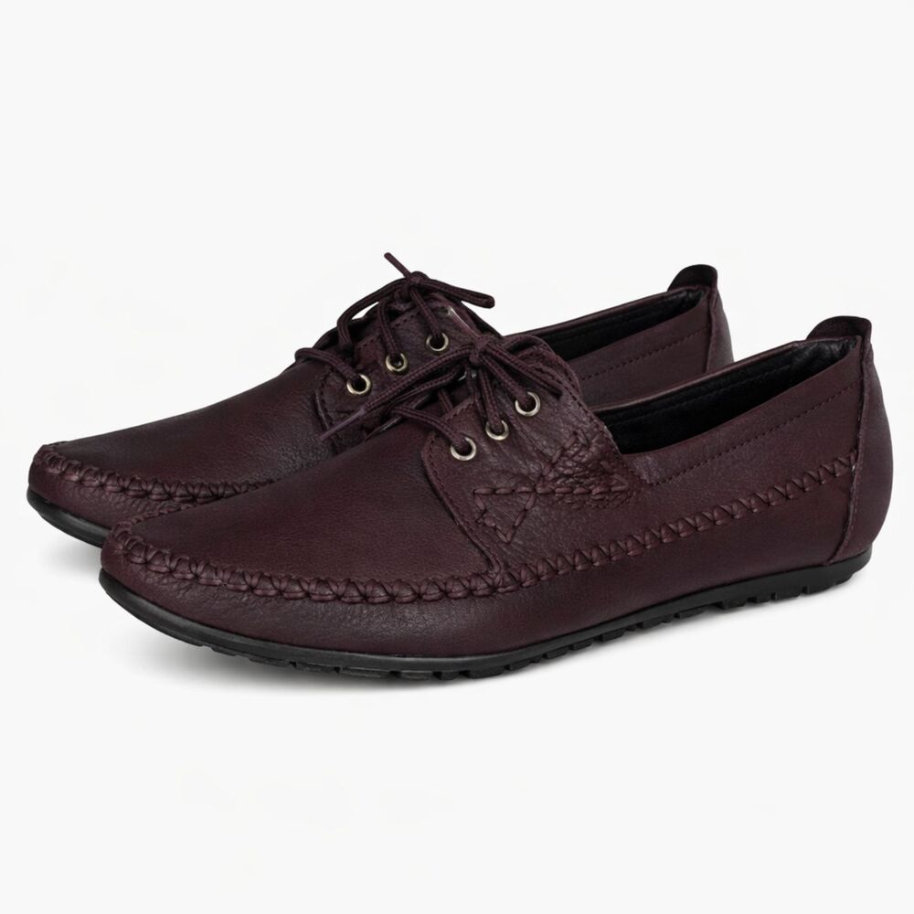 HUSH PUPPIES SZ 10W ALL LEATHER WOMENS LACE UP LOAFERS MOCCASIN DRIVING SHOES